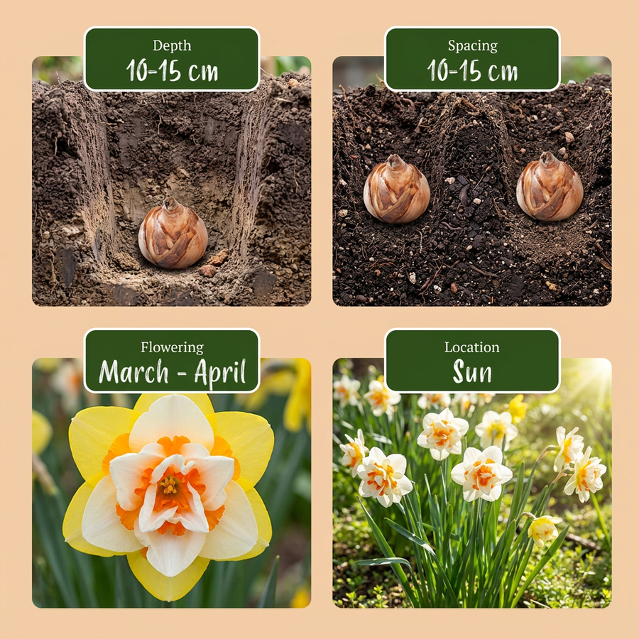 Narcisbollen Double mix — gemengde kleuren, 240 stuks (bolmaat 10/12)