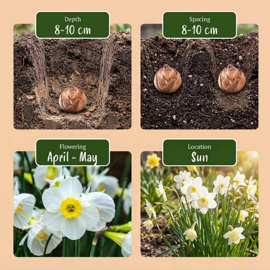 Narcisbollen White Petticoat — wit, 80 stuks (bolmaat 6/8)