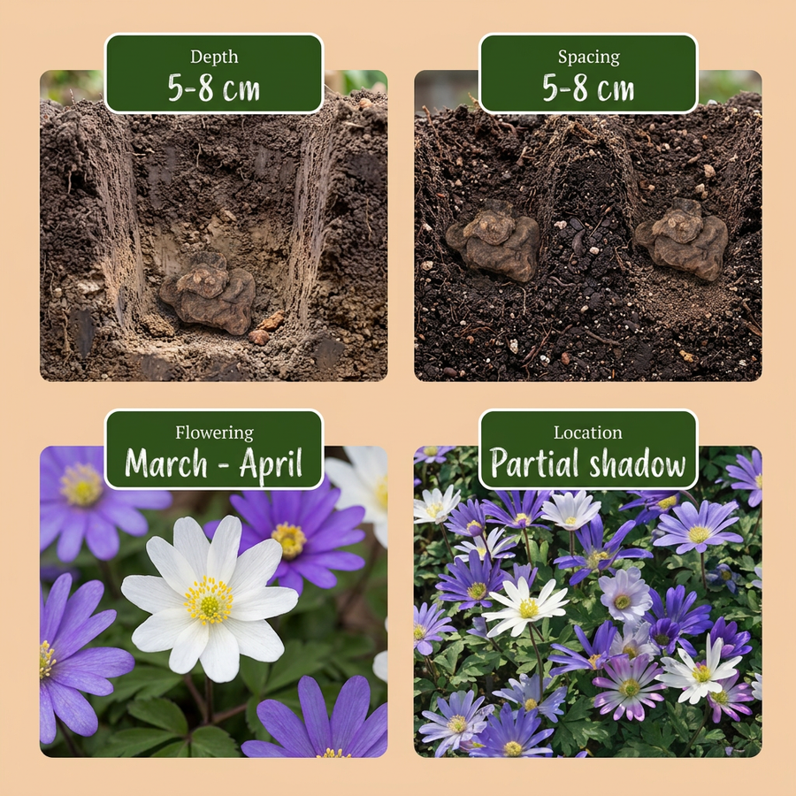 200x Anemone Blanda mix - Griekse anemoon mix - Diversen - Verwilderingsbol - Bolmaat 4/5