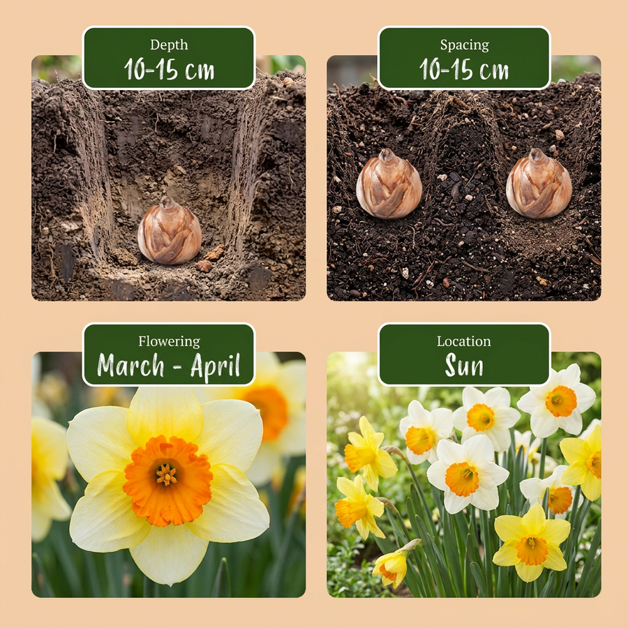 Narcisbollen large Cupped mix — geel en wit, 30 stuks (bolmaat 12/14)