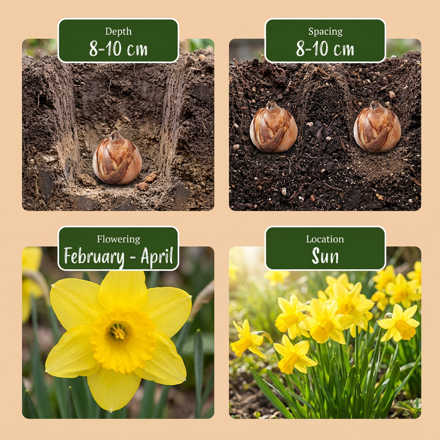 Narcisbollen February Gold — geel, 120 stuks (bolmaat 10/12)