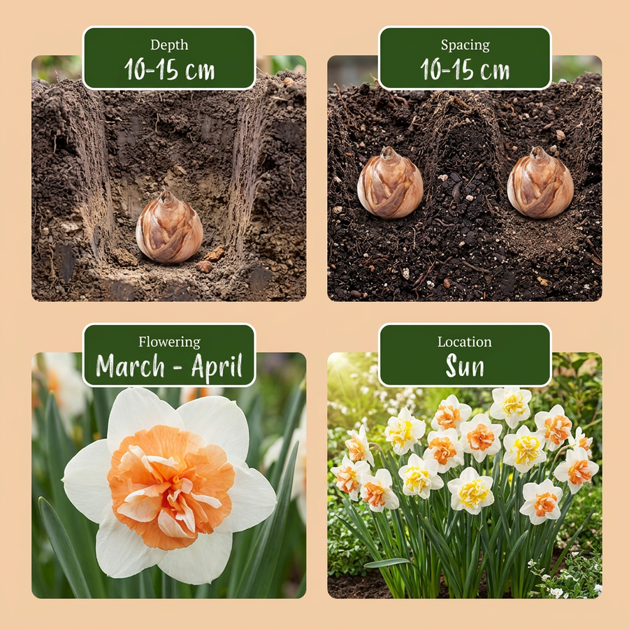 Narcisbollen Macaron Bloss — wit en geel, 10 stuks (bolmaat 12/14)