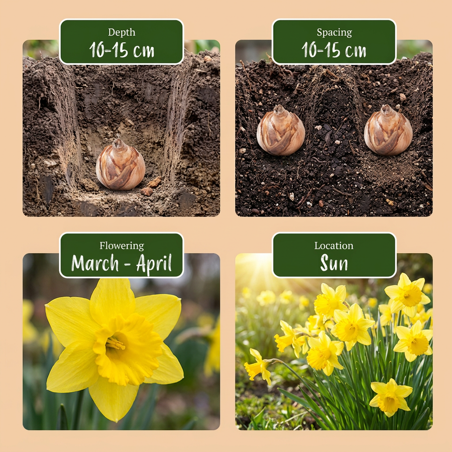Narcisbollen Carlton — geel, 120 stuks (bolmaat 12/14)