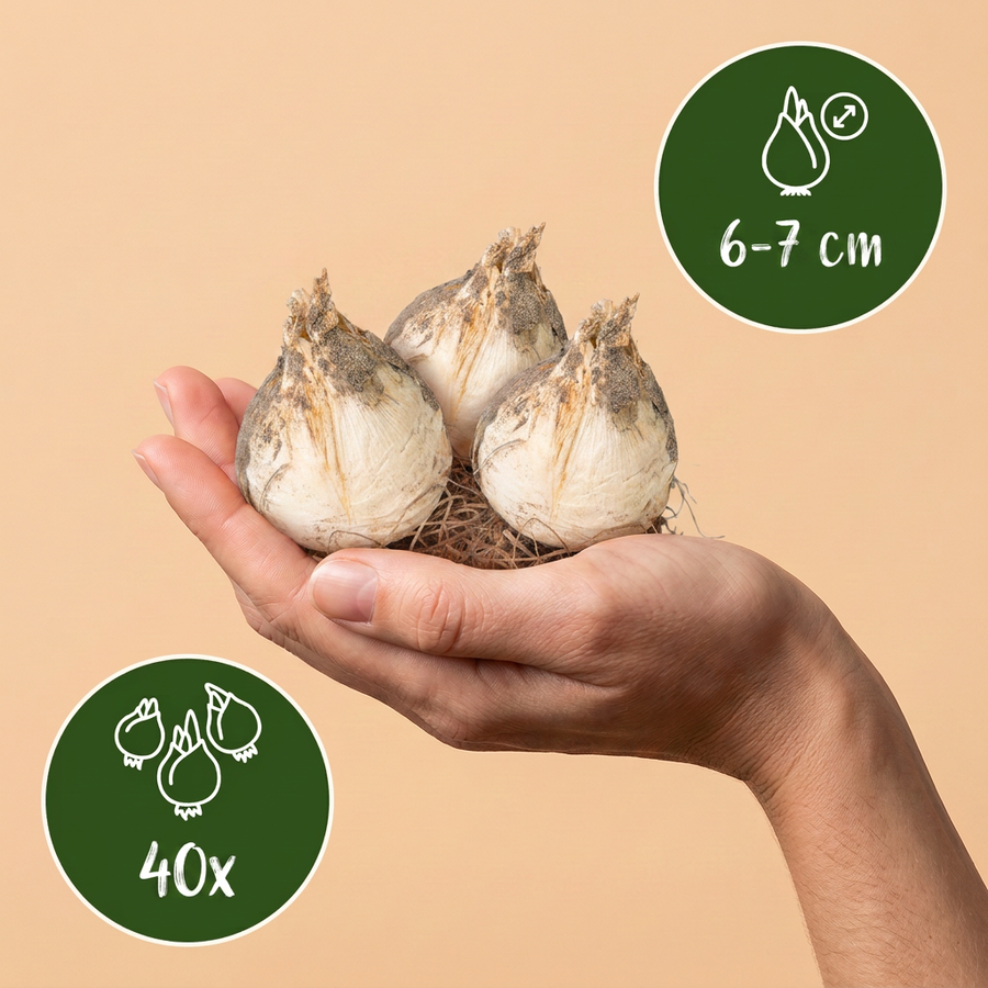 Alliumbollen Ping Pong — wit, 40 stuks (bolmaat 6/7)