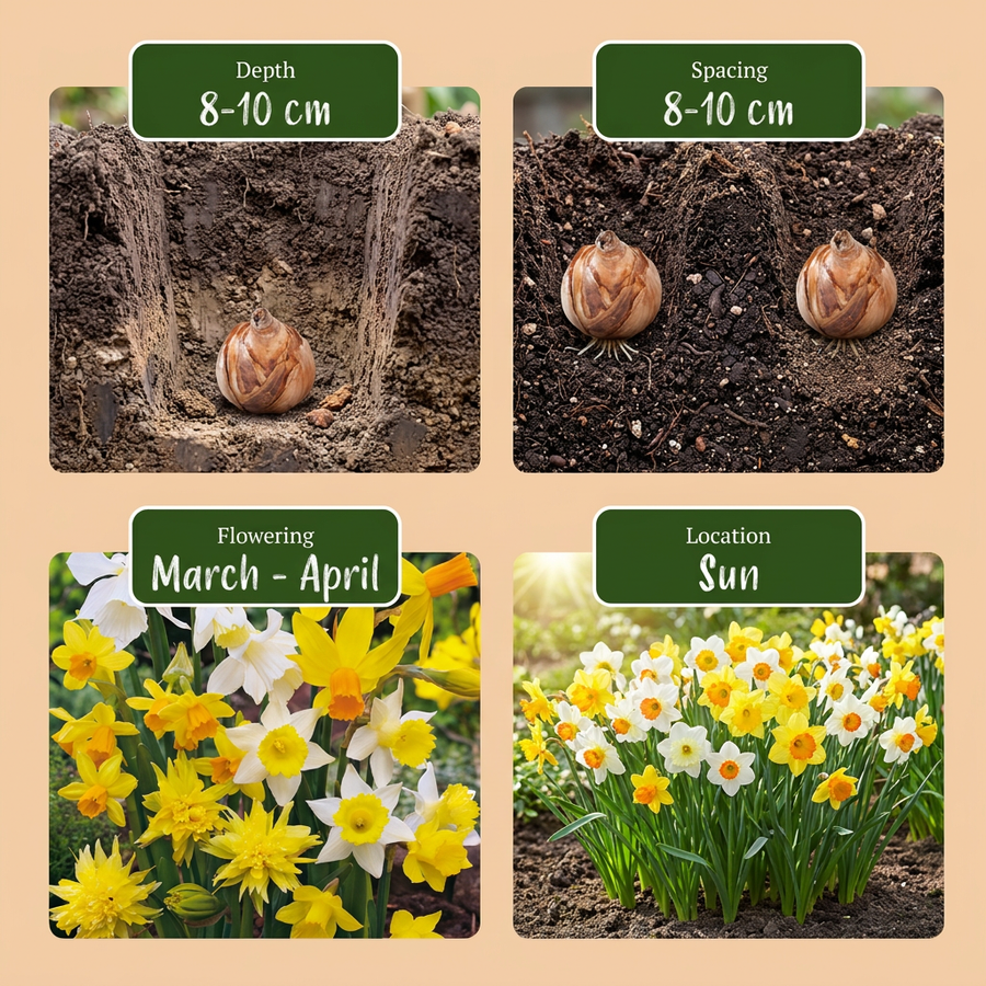 Narcisbollen Botanical Mix — geel en wit, 160 stuks (bolmaat 10/12)